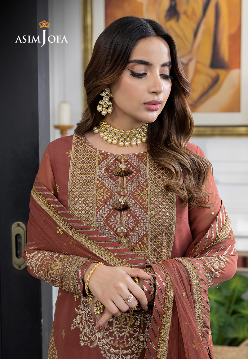 AJJM-13 EMBROIDERED GEORGETTE , ORGANZA 3 PCS - Image 9