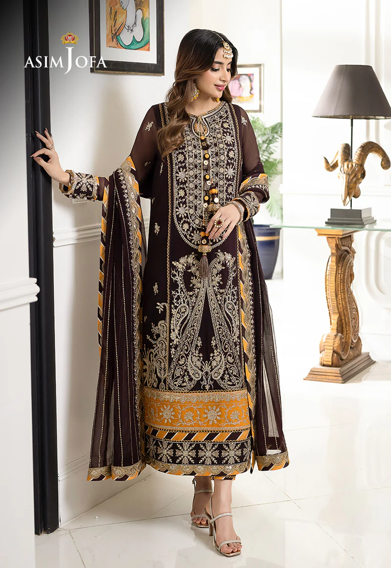 AJJM-22 EMBROIDERED CHIFFON , ORGANZA 3 PCS - Image 5