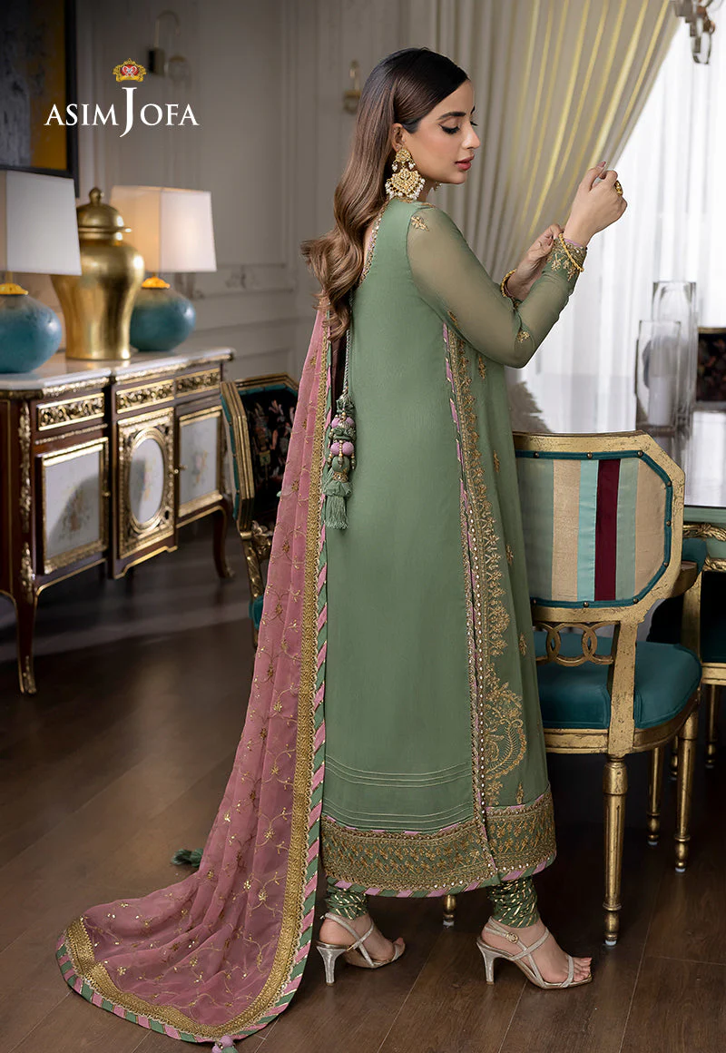 AJJMD-19 EMBROIDERED CHIFFON , ORGANZA STITCHED 3 PCS - Image 8