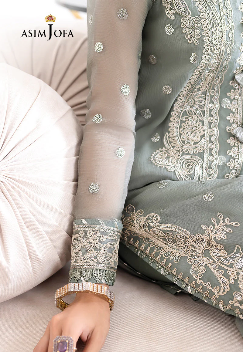 AJJMD-20 EMBROIDERED CHIFFON , ORGANZA STITCHED 3 PCS - Image 2