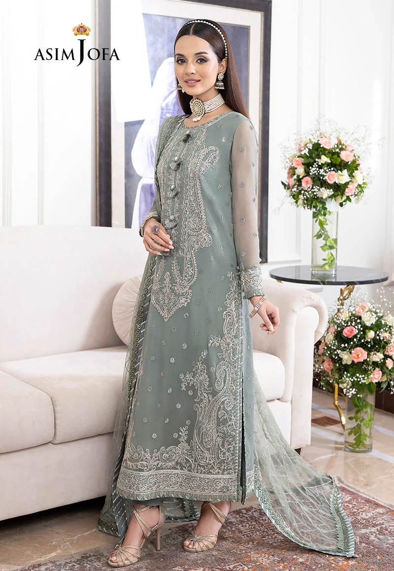 AJJMD-20 EMBROIDERED CHIFFON , ORGANZA STITCHED 3 PCS - Image 6