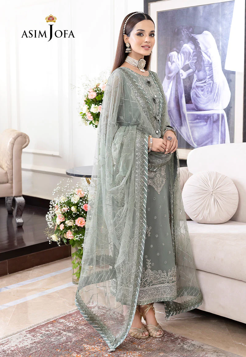 AJJMD-20 EMBROIDERED CHIFFON , ORGANZA STITCHED 3 PCS - Image 8