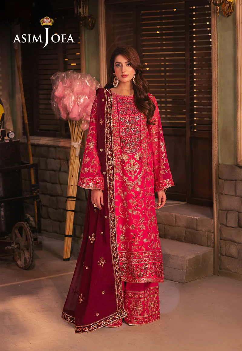 AJKKB-11 EMBROIDERED CHIFFON STITCHED 3 PCS