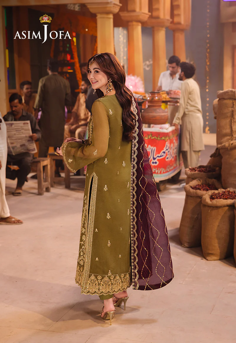 AJKKB-23 EMBROIDERED CHIFFON STITCHED 3 PCS - Image 2