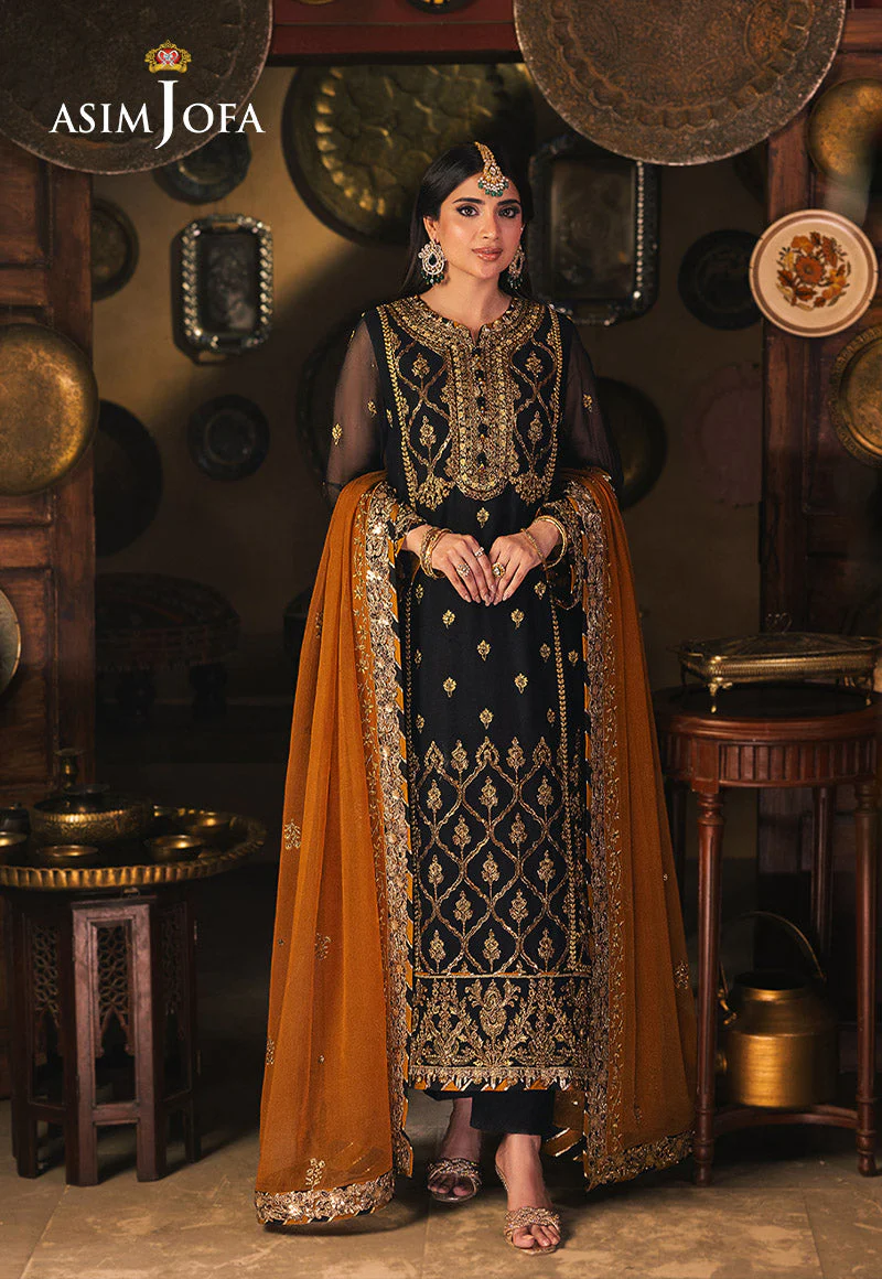 AJKKD-15 EMBROIDERED CHIFFON STITCHED 3 PCS - Image 3