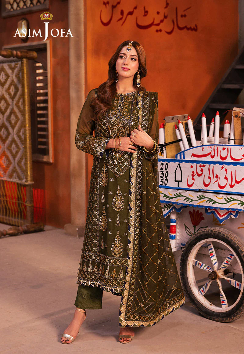 AJKKD-16 EMBROIDERED CHIFFON STITCHED 3 PCS - Image 3