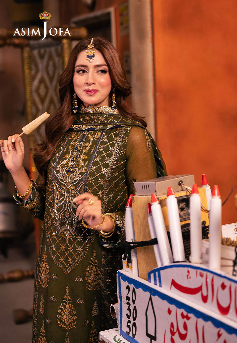 AJKKD-16 EMBROIDERED CHIFFON STITCHED 3 PCS - Image 6
