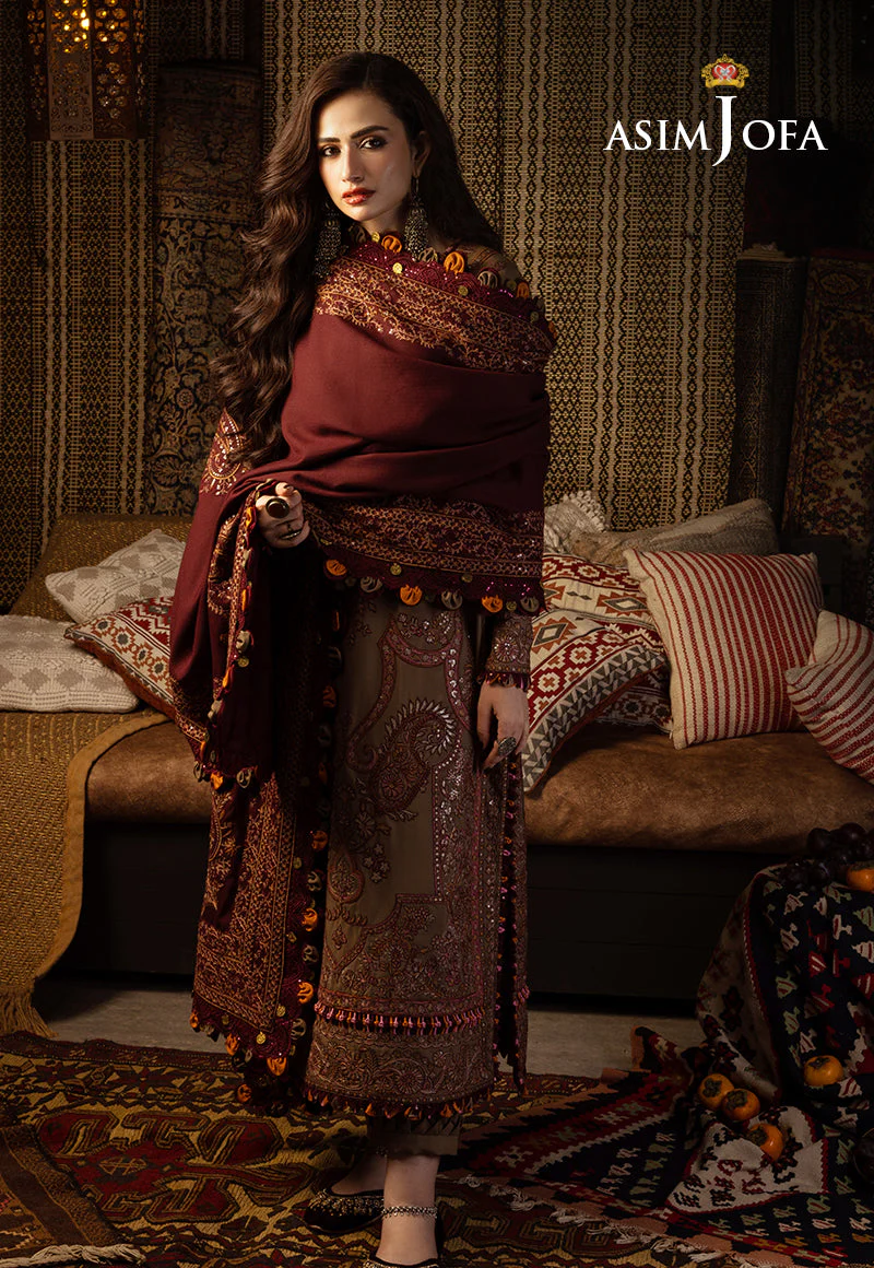AJKTD-11 EMBROIDERED SLUB RAW SILK 3 PCS - Image 12