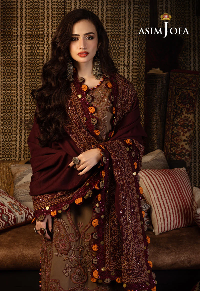 AJKTD-11 EMBROIDERED SLUB RAW SILK 3 PCS - Image 4