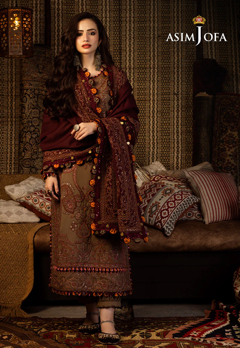 AJKTD-11 EMBROIDERED SLUB RAW SILK 3 PCS - Image 6