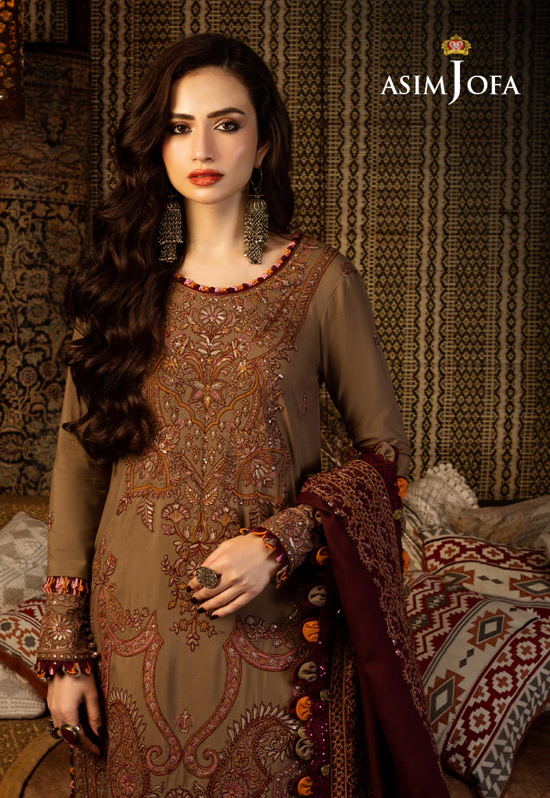 AJKTD-11 EMBROIDERED SLUB RAW SILK 3 PCS - Image 7