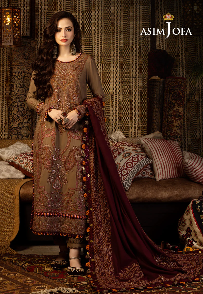 AJKTD-11 EMBROIDERED SLUB RAW SILK 3 PCS - Image 8
