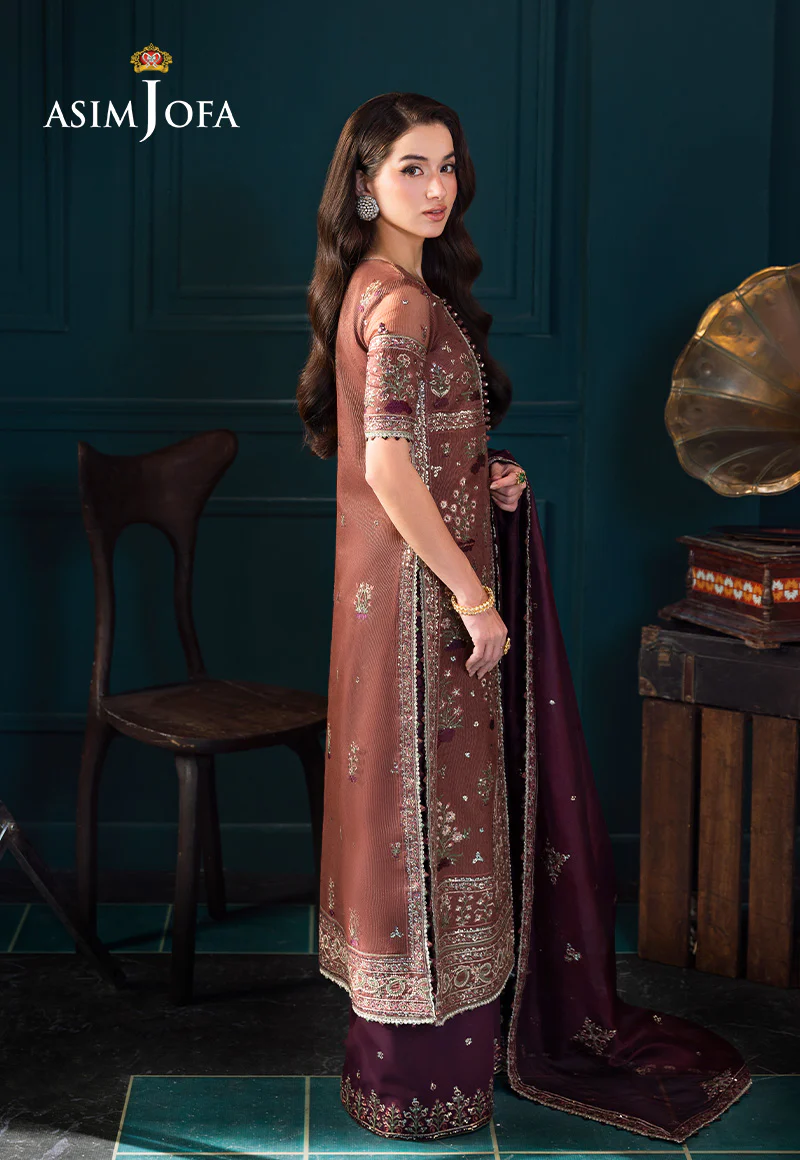 AJLFCD-08 EMBROIDERED JAVERIA NET STITCHED 3 PCS - Image 4