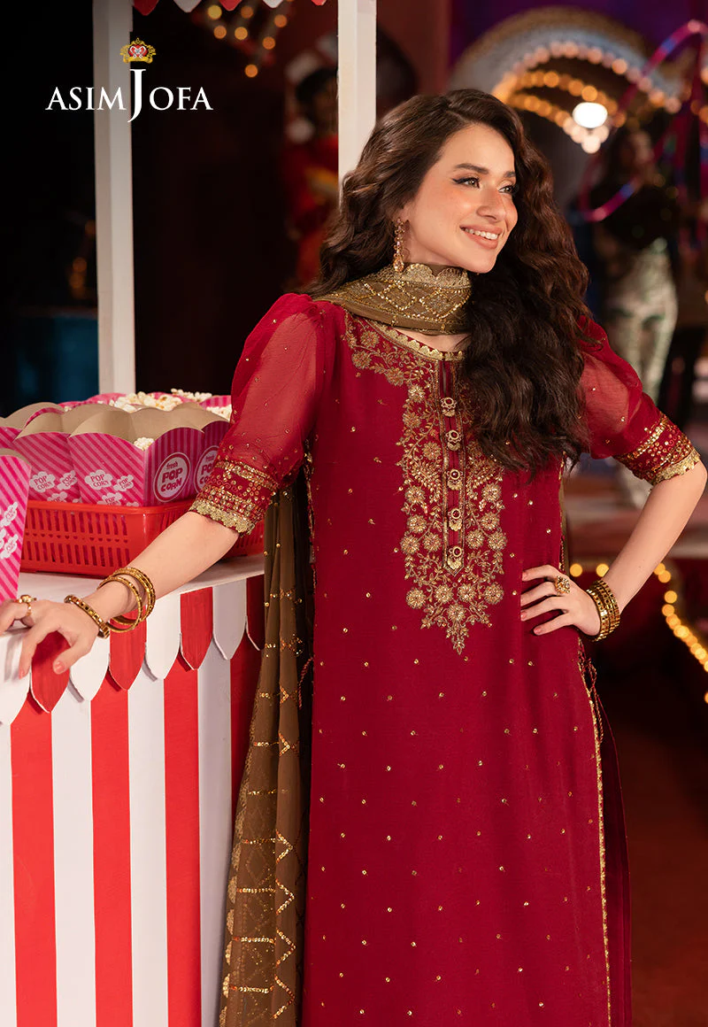 AJLFD-04 EMBROIDERED CHIFFON STITCHED 3 PCS - Image 4