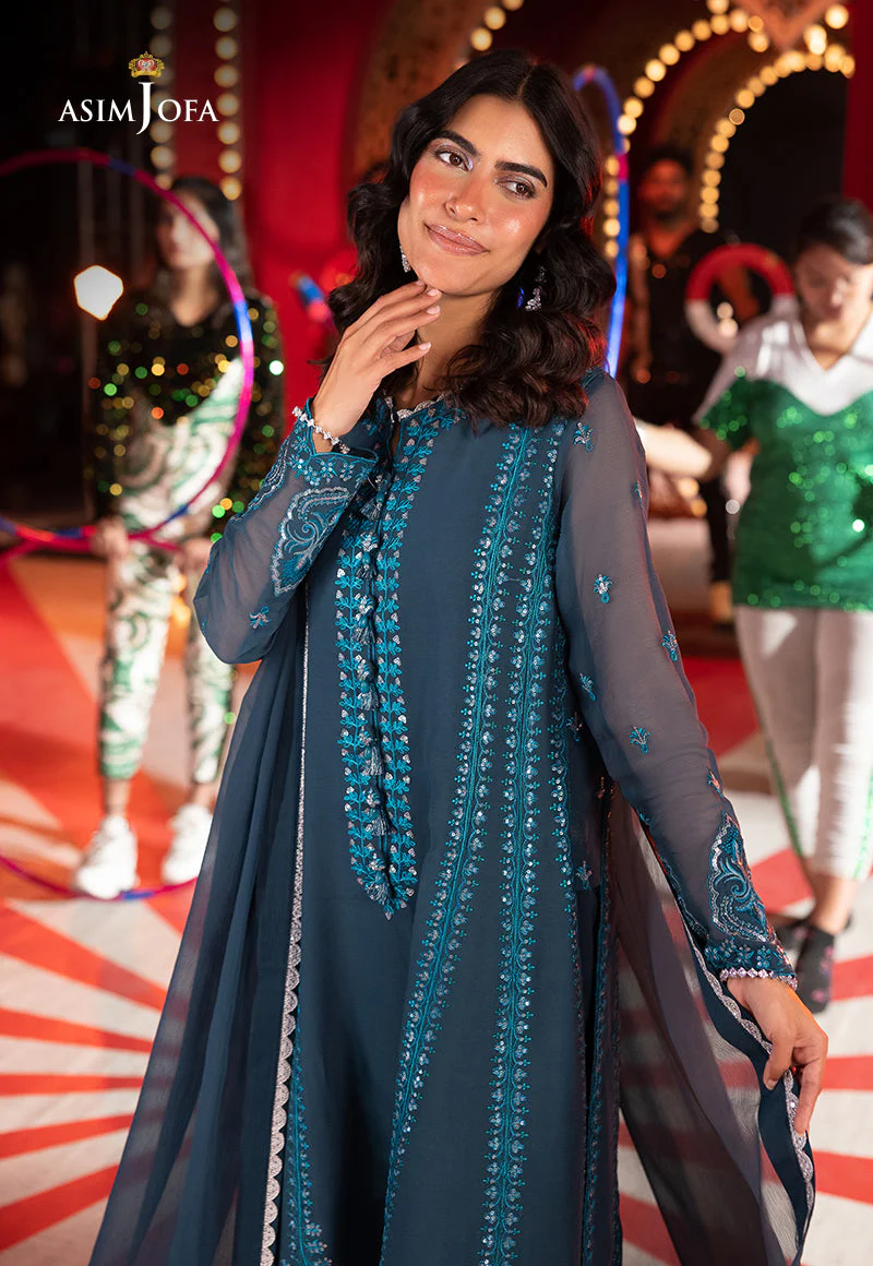 AJLFD-14 EMBROIDERED CHIFFON STITCHED 3 PCS - Image 3