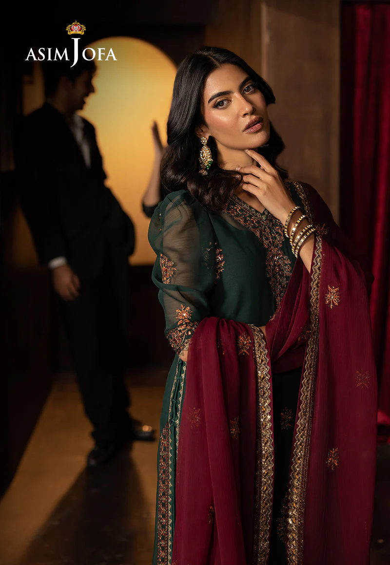 AJLFFD-02 Embroidered Chiffon Stitched 3 PCS - Image 6
