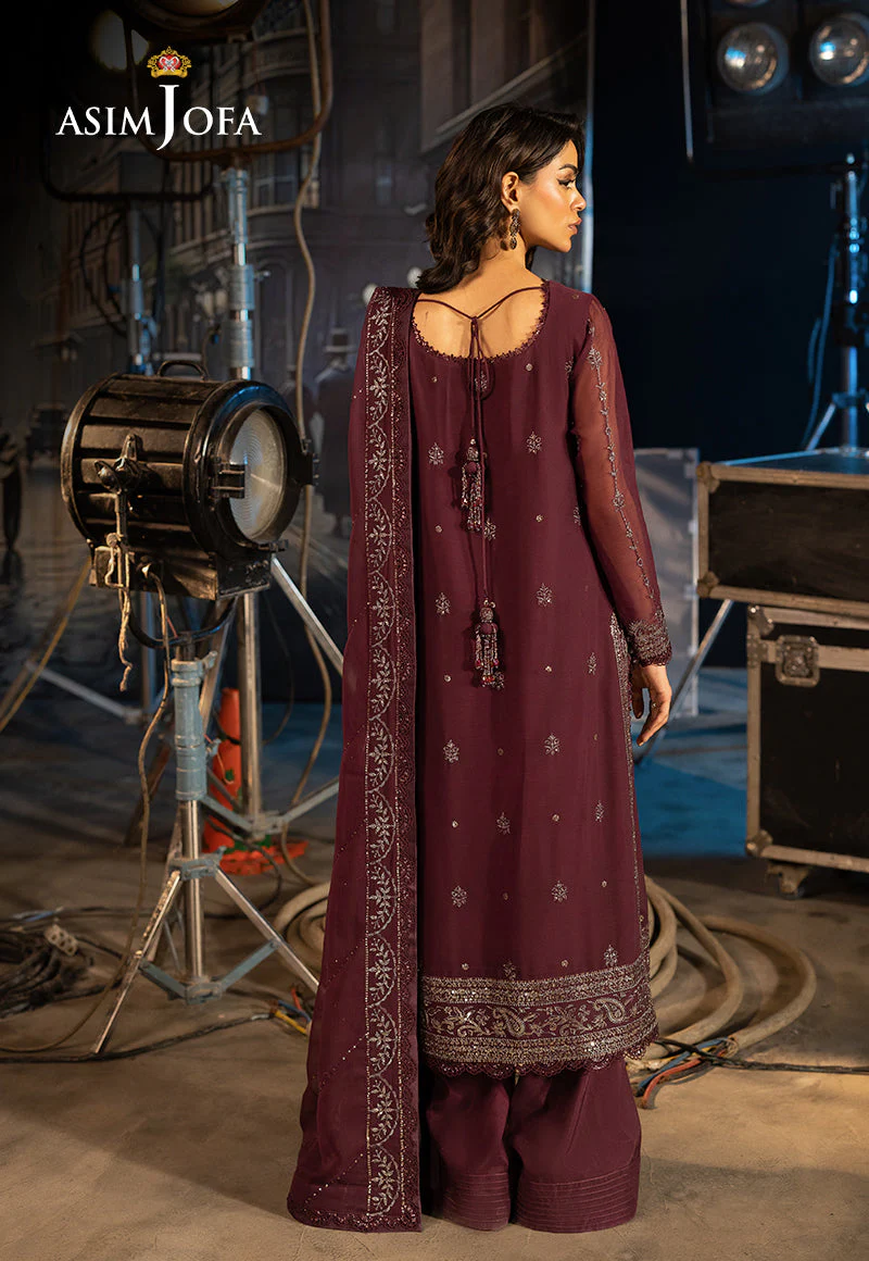 AJLFFD-06 Embroidered Chiffon Stitched 3 PCS - Image 2