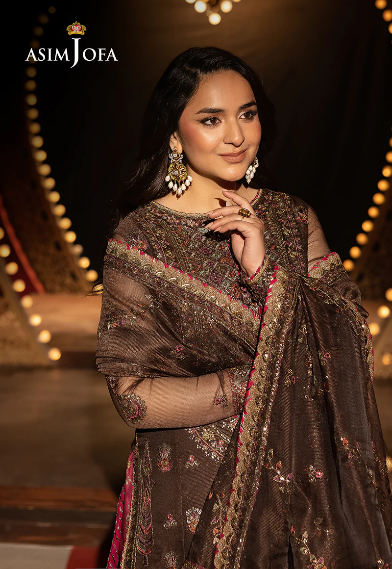 AJLFF-11 Embroidered Javeria Net 3 Pcs - Image 8