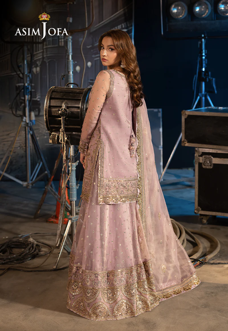AJLFF-18 Embroidered Zari Check Net 3 Pcs - Image 2