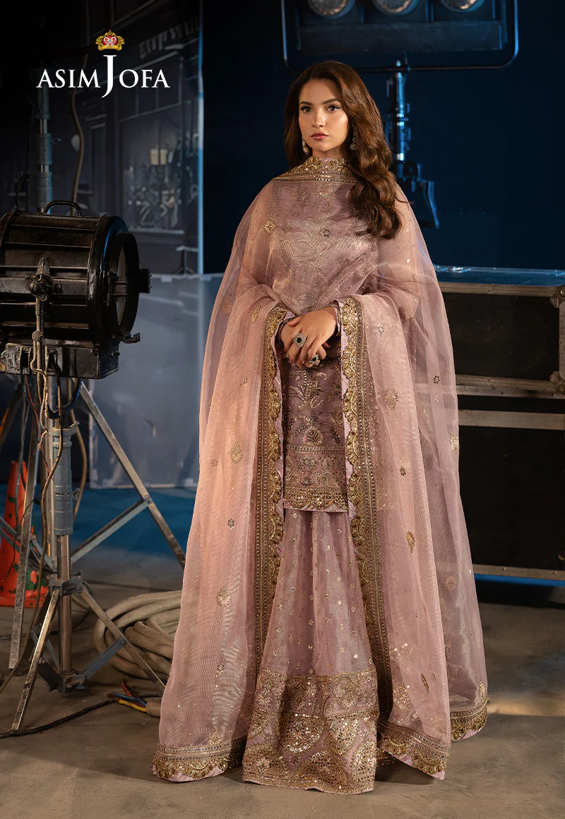 AJLFF-18 Embroidered Zari Check Net 3 Pcs - Image 4