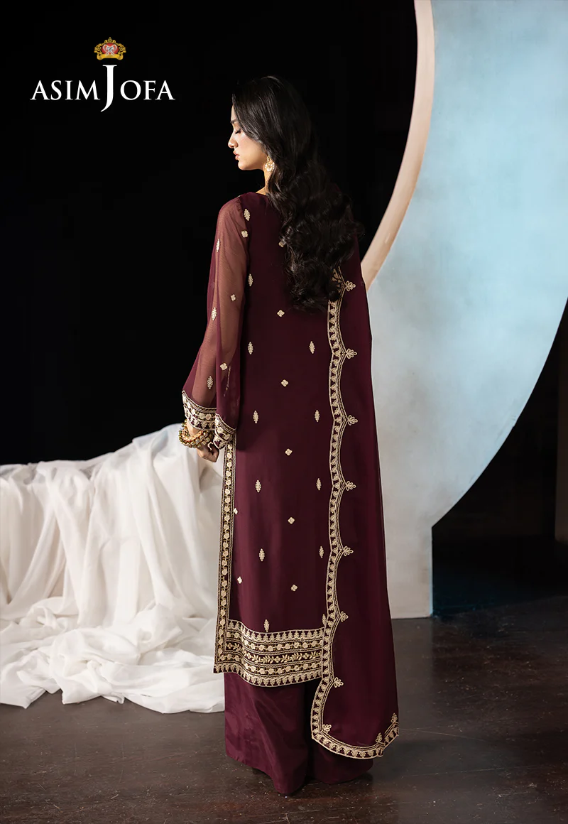 AJLLFB-19 Embroidered Chiffon Stitched 3 Pcs - Image 2