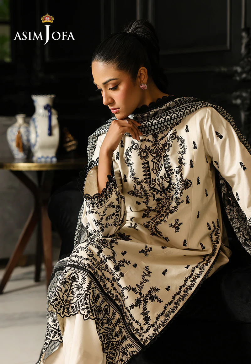 AJMCH-02 EMBROIDERED CAMBRIC UNSTITCHED 3 PCS - Image 5
