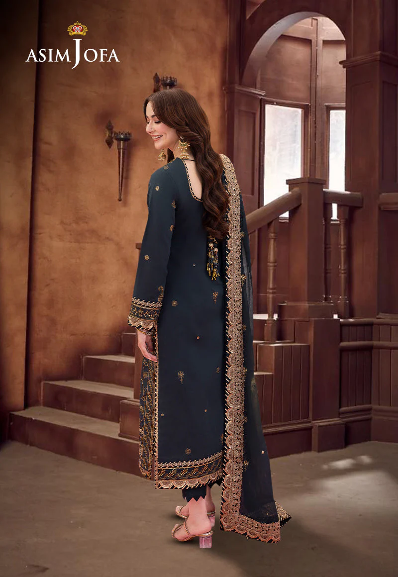 AJMJD-04 EMBROIDERED PAPER COTTON Stitched 3 PCS - Image 2