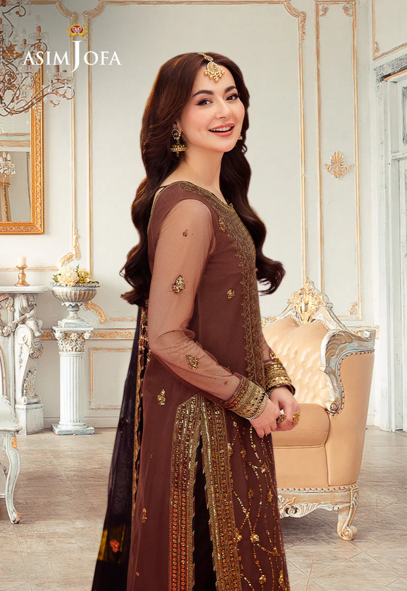 AJMJD-24 EMBROIDERED NET Stitched 3 PCS - Image 2