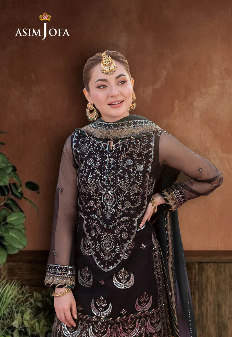 AJMJD-12 EMBROIDERED ORGANZA STITCHED 3 PCS - Image 3