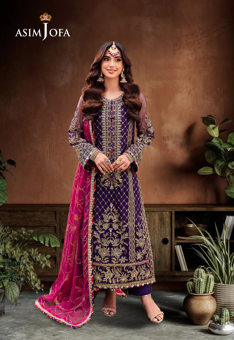 AJMJD-14 EMBROIDERED NET Stitched 3PCS