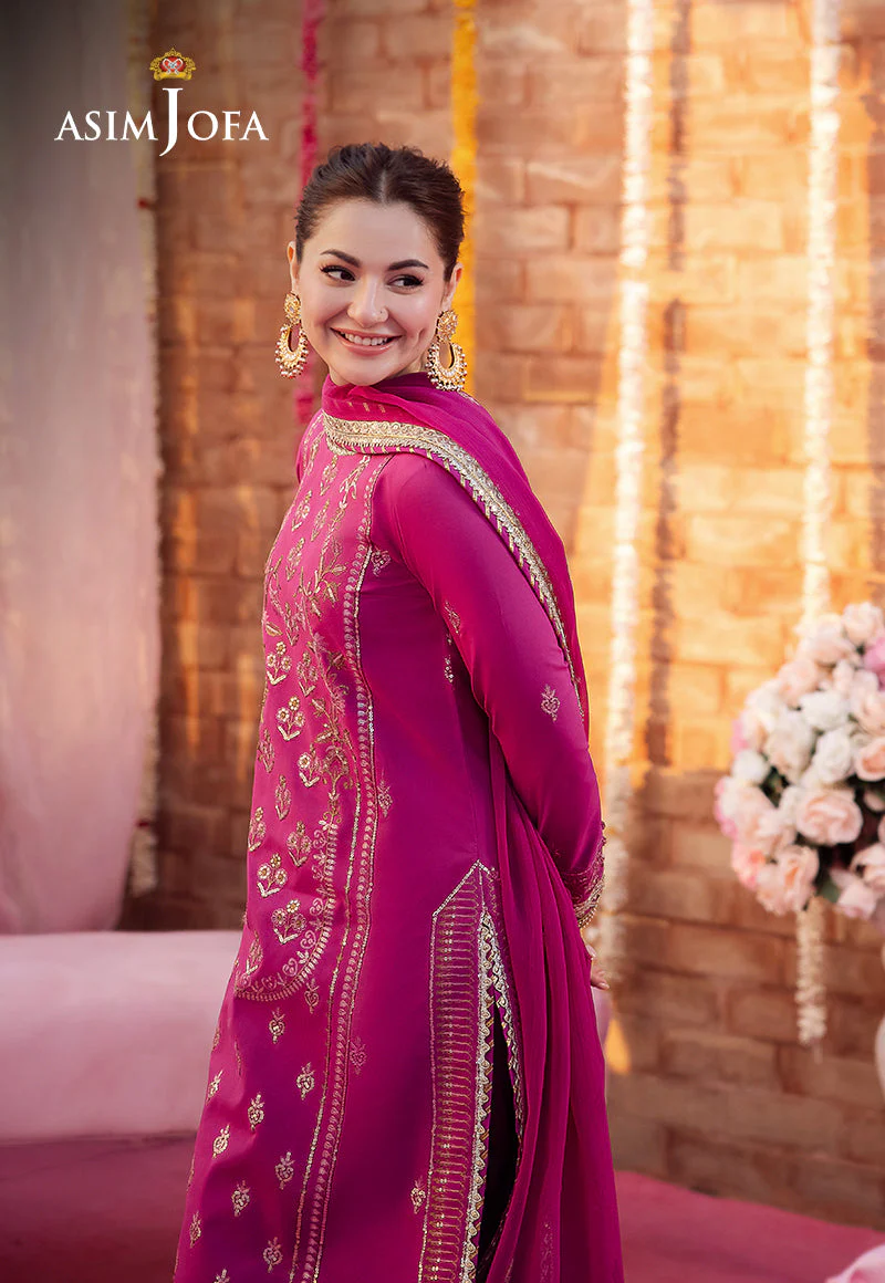 AJMJD-21 EMBROIDERED LAWN SILK STITCHED 3 PCS - Image 2