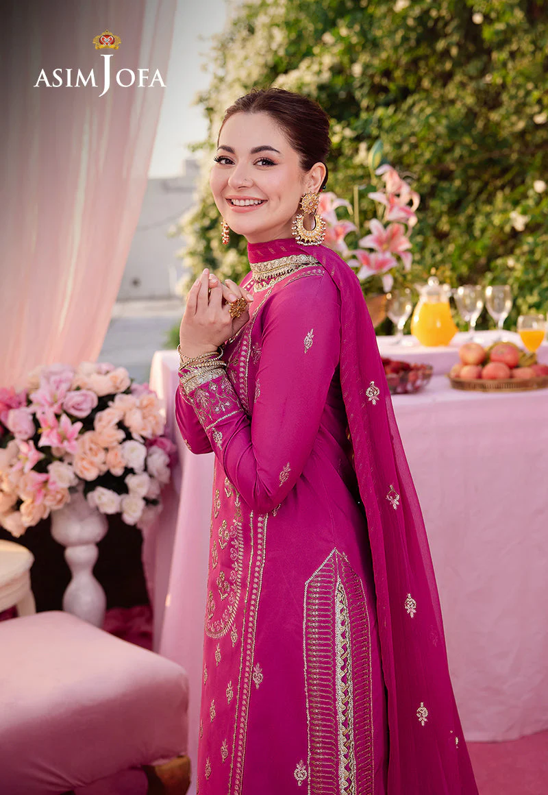 AJMJD-21 EMBROIDERED LAWN SILK STITCHED 3 PCS - Image 5