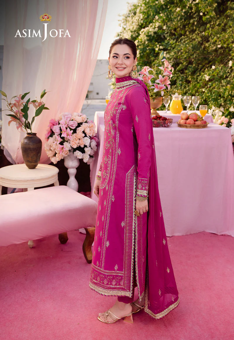 AJMJD-21 EMBROIDERED LAWN SILK STITCHED 3 PCS - Image 6