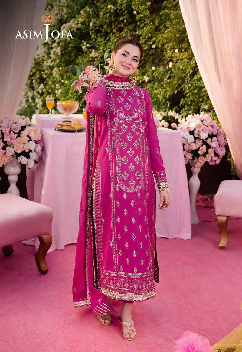 AJMJD-21 EMBROIDERED LAWN SILK STITCHED 3 PCS - Image 8