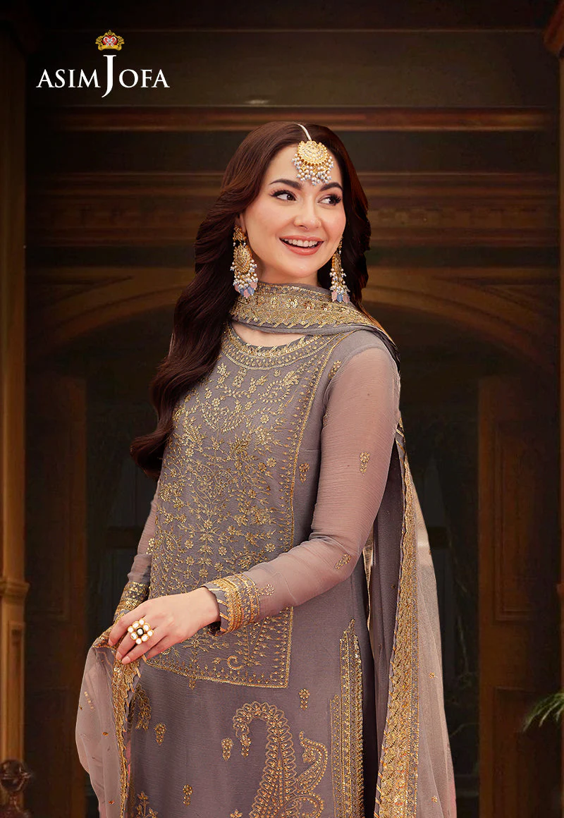 AJMJD-27 EMBROIDERED CHIFFON STITCHED 3 PCS - Image 3