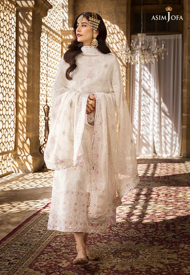 AJMQ-02 EMBROIDERED CHANDERI COTTON 3 PCS - Image 12