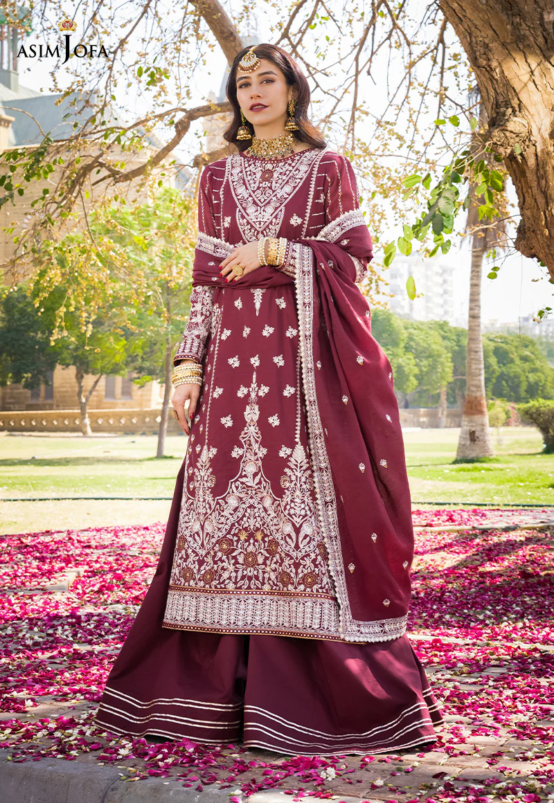 AJMQ-12 EMBROIDERED CHANDERI COTTON 3 PCS - Image 7