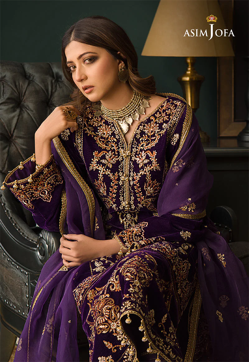 AJMRD-02 EMBROIDERED VELVET 3 PCS - Image 3