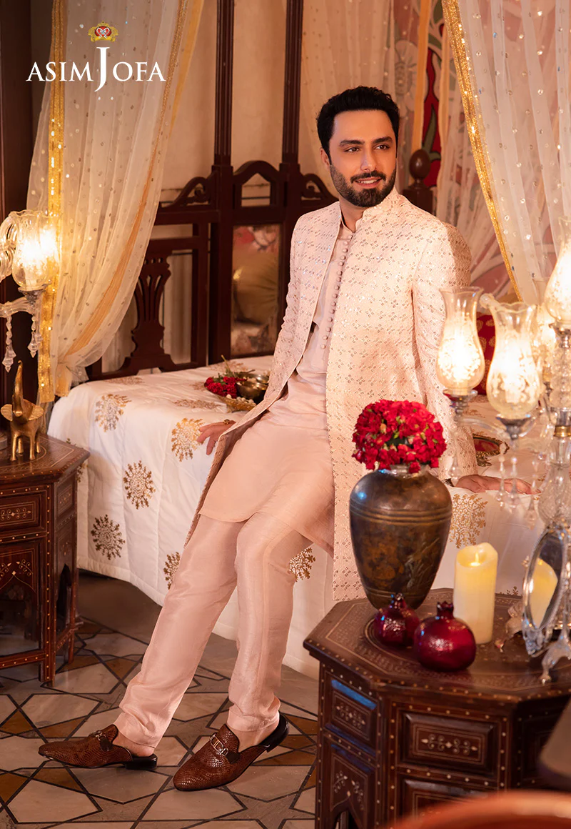 AJMS-14 EMBROIDERED INDIAN RAW SILK 3 PCS - Image 6