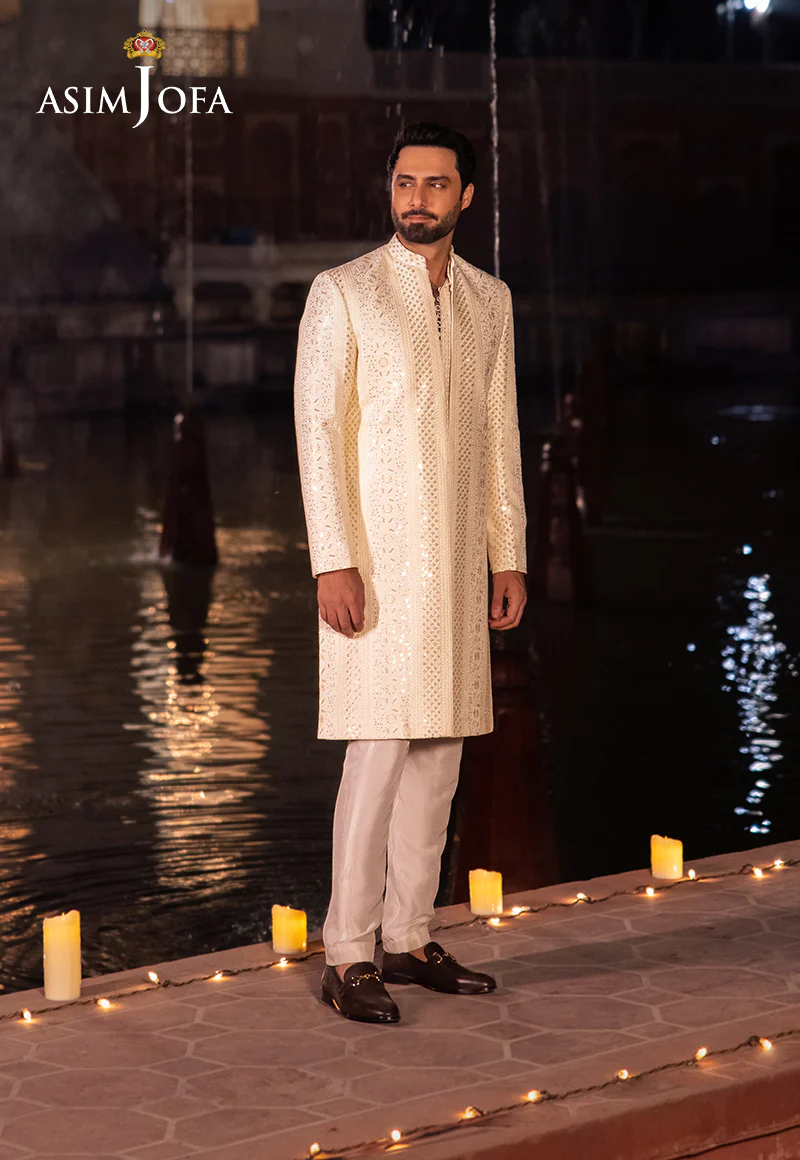 AJMS-17 EMBROIDERED INDIAN RAW SILK 3 PCS - Image 4
