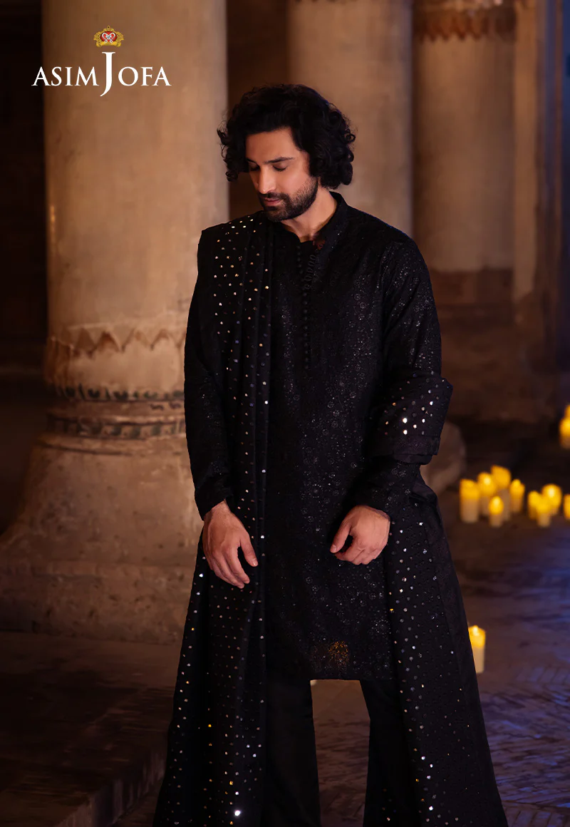 AJMS-20 EMBROIDERED INDIAN RAW SILK 3 PCS - Image 2