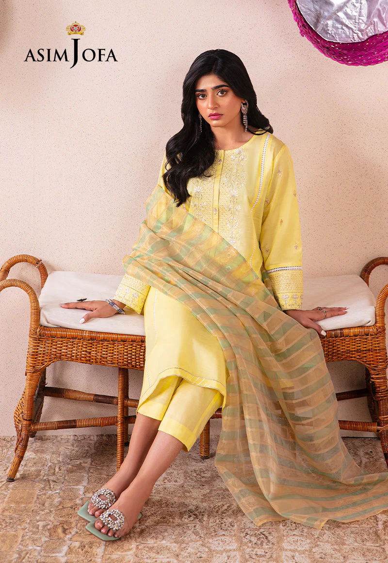 AJODD-23-XS EMBROIDERED INDIAN RAW SILK 3 PCS - Image 8
