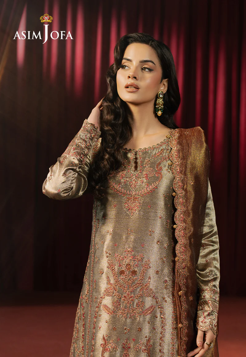 AJPF-16 EMBROIDERED ZARI TISSUE 3 PCS - Image 4