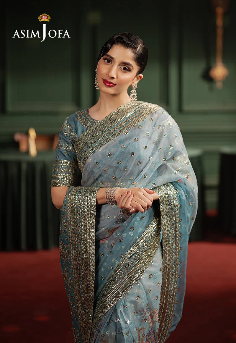 AJPFD-27 PRINTED EMBROIDERED SAREE Stitched 2 PCS - Image 4
