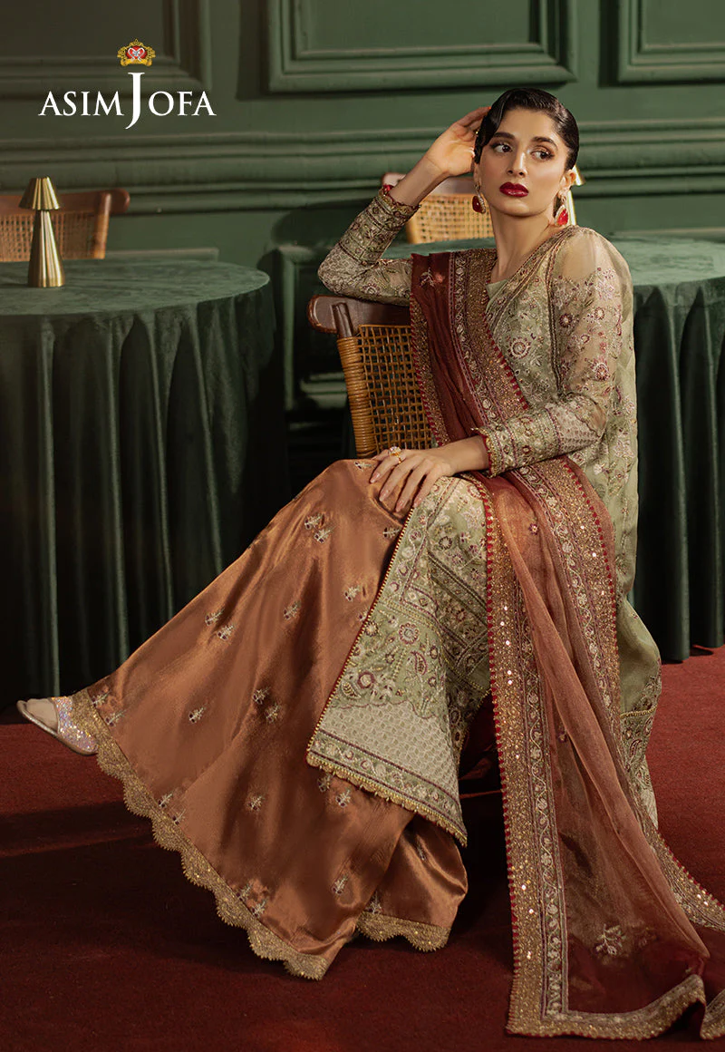AJPFD-35 EMBROIDERED ZARI KOTA SOFT NET Stitched 3 PCS - Image 7