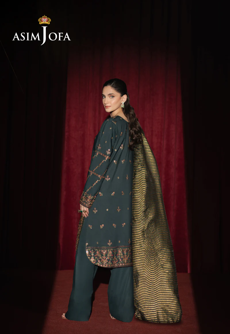 AJPFB-05 EMBROIDERED SILK  STITCHED 3 PCS - Image 2
