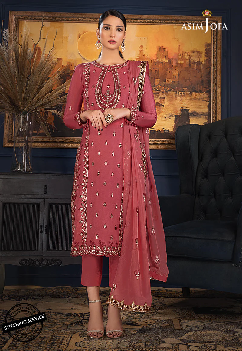 AJRED-07 EMBROIDERED STITCHED 3 PCS