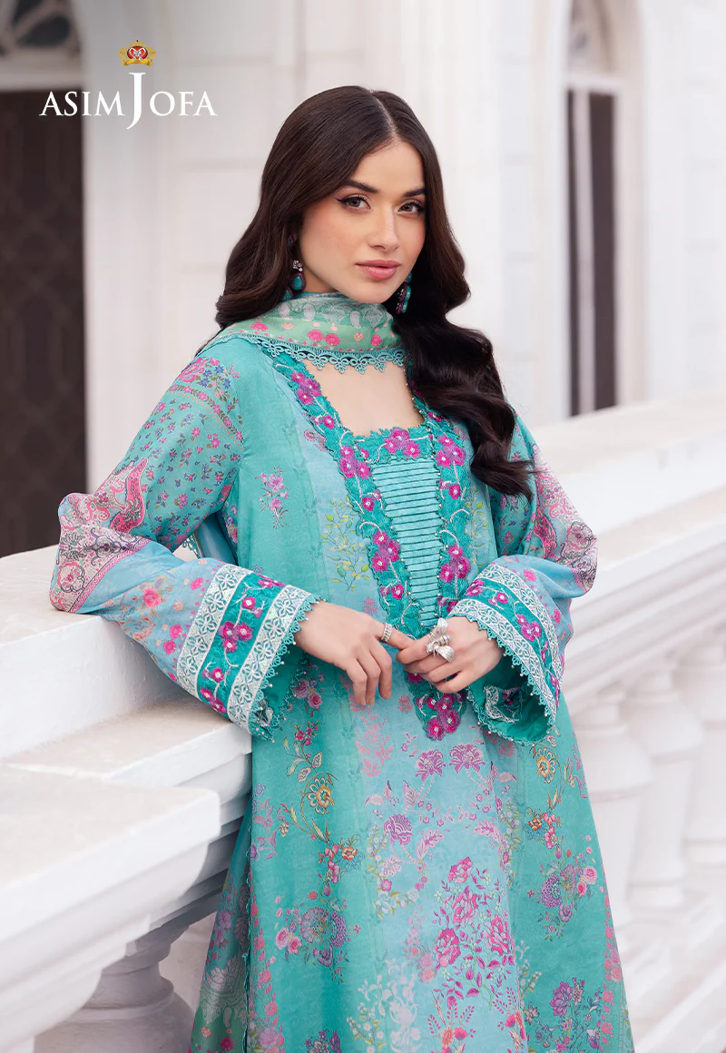 AJRS-04 DIGITALLY PRINTED EMBROIDERED RAW SILK 3 PCS - Image 6