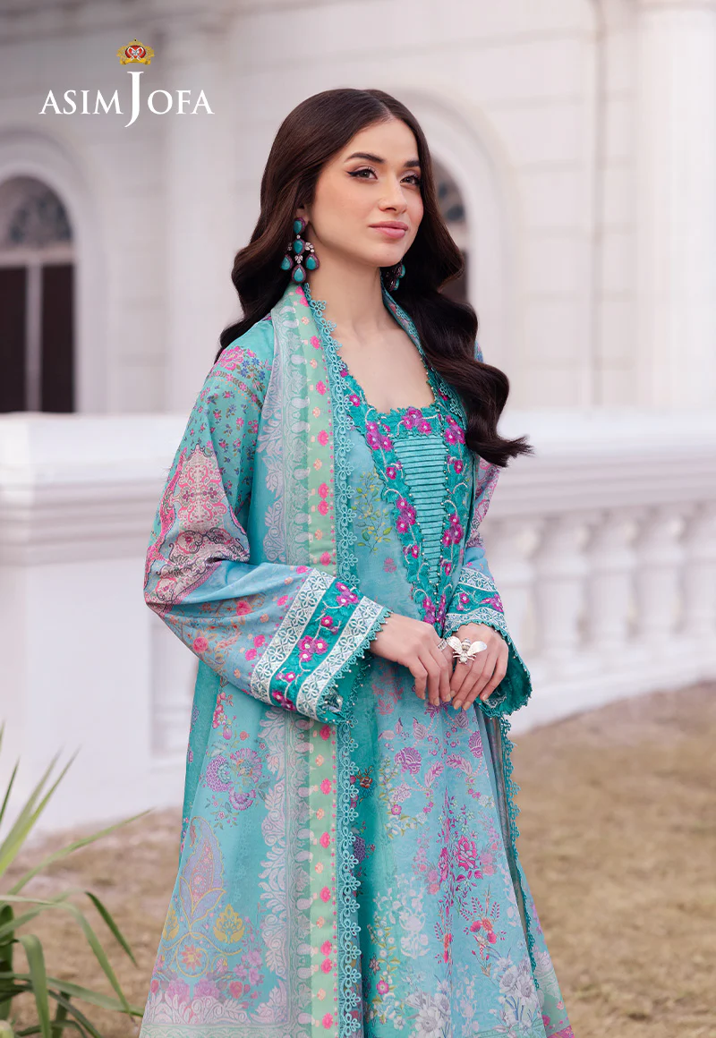 AJRS-04 DIGITALLY PRINTED EMBROIDERED RAW SILK 3 PCS - Image 8