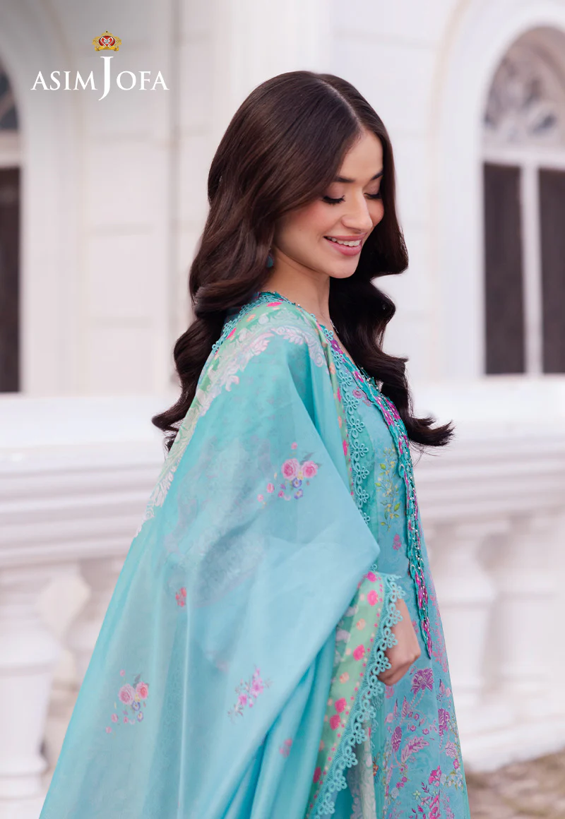 AJRS-04 DIGITALLY PRINTED EMBROIDERED RAW SILK 3 PCS - Image 9